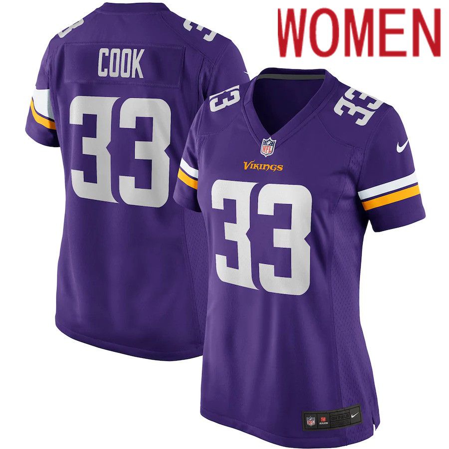 Women Minnesota Vikings #33 Dalvin Cook Nike Purple Game NFL Jersey->women nfl jersey->Women Jersey